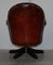 Hardwood & Brown Leather Chesterfield Captain's Directors Armchair, Image 14