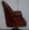 Hardwood & Brown Leather Chesterfield Captain's Directors Armchair 13