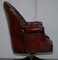 Hardwood & Brown Leather Chesterfield Captain's Directors Armchair, Image 13
