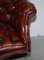 Hardwood & Brown Leather Chesterfield Captain's Directors Armchair, Image 7