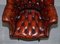 Hardwood & Brown Leather Chesterfield Captain's Directors Armchair 4