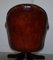 Hardwood & Brown Leather Chesterfield Captain's Directors Armchair, Image 15