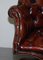 Hardwood & Brown Leather Chesterfield Captain's Directors Armchair 11