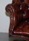 Hardwood & Brown Leather Chesterfield Captain's Directors Armchair, Image 11