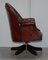 Hardwood & Brown Leather Chesterfield Captain's Directors Armchair, Image 12