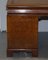 Burr Walnut & Brown Leather Cushion Drawer Partner Desk from Hamptons & Sons, Image 18