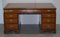 Burr Walnut & Brown Leather Cushion Drawer Partner Desk from Hamptons & Sons 2