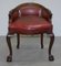 Small Oxblood Leather Claw & Ball Cabriolet Leg Chair or Desk Stool, Image 2