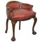 Small Oxblood Leather Claw & Ball Cabriolet Leg Chair or Desk Stool, Image 1