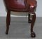 Small Oxblood Leather Claw & Ball Cabriolet Leg Chair or Desk Stool, Image 12