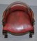 Small Oxblood Leather Claw & Ball Cabriolet Leg Chair or Desk Stool 3