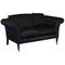 Handmade Black and Silver Upholstered Sofa with Light Hardwood Frame 1