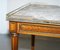 Antique French Marquetry Inlaid Coffee Table with Thick Marble Top & Brass Gallery Rail, Image 7