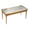 Antique French Marquetry Inlaid Coffee Table with Thick Marble Top & Brass Gallery Rail, Image 1