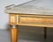 Antique French Marquetry Inlaid Coffee Table with Thick Marble Top & Brass Gallery Rail 15