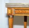 Antique French Marquetry Inlaid Coffee Table with Thick Marble Top & Brass Gallery Rail, Image 10