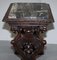 Italian Ornately Hand Carved Oak Side Table with Solid Marble Top, 1840s 16
