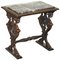 Italian Ornately Hand Carved Oak Side Table with Solid Marble Top, 1840s 1