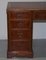 Antique Victorian Burr Walnut Twin Pedestal Partner Desk with Brown Leather Top, Image 8