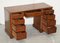 Antique Victorian Burr Walnut Twin Pedestal Partner Desk with Brown Leather Top 18