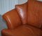 Small Aged Tan Brown Leather Sofa & Matching Armchair, Set of 2 18