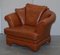 Small Aged Tan Brown Leather Sofa & Matching Armchair, Set of 2 13