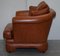 Small Aged Tan Brown Leather Sofa & Matching Armchair, Set of 2 20