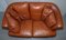 Small Aged Tan Brown Leather Sofa & Matching Armchair, Set of 2 6