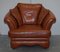 Small Aged Tan Brown Leather Sofa & Matching Armchair, Set of 2 12