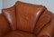 Small Aged Tan Brown Leather Sofa & Matching Armchair, Set of 2 17