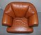 Small Aged Tan Brown Leather Sofa & Matching Armchair, Set of 2 14