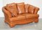 Small Aged Tan Brown Leather Sofa & Matching Armchair, Set of 2 2