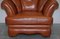 Small Aged Tan Brown Leather Sofa & Matching Armchair, Set of 2 19