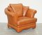 Small Aged Tan Brown Leather Sofa & Matching Armchair, Set of 2 11