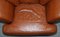 Small Aged Tan Brown Leather Sofa & Matching Armchair, Set of 2 15
