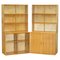 Vintage Oak Stacking Library Legal Bookcases with Glass Sliding Doors, 1972, Set of 2 1