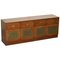 Flamed Mahogany and Green Leather Military Campaign Sideboard, Image 1