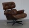 Vintage Brown Leather Lounge Chair & Ottoman, Set of 2, Image 2