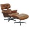 Vintage Brown Leather Lounge Chair & Ottoman, Set of 2, Image 1