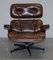 Vintage Brown Leather Lounge Chair & Ottoman, Set of 2 3