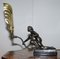 Art Deco Marmor & Bronze Statue Tischlampe 2