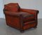 Art Deco Whisky Brown Leather Club Armchairs, Set of 2 2