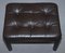 Mid-Century Danish Brown Leather Armchair & Chesterfield Footstool, Set of 2, Image 19