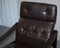 Mid-Century Danish Brown Leather Armchair & Chesterfield Footstool, Set of 2 4