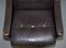 Mid-Century Danish Brown Leather Armchair & Chesterfield Footstool, Set of 2, Image 5