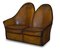 Sofá de cuero marrón con respaldo curvado, Imagen 3