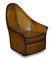 Curved Back Brown Leather Armchairs, Set of 2, Image 2