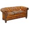 Whisky Brown Leather Chesterfield Club Sofa, 1900s 1