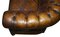 Sofá Chesterfield Club inglés de cuero marrón teñido a mano, años 50, Imagen 19