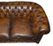 English Hand Dyed Cigar Brown Leather Chesterfield Club Sofa, 1950s 9